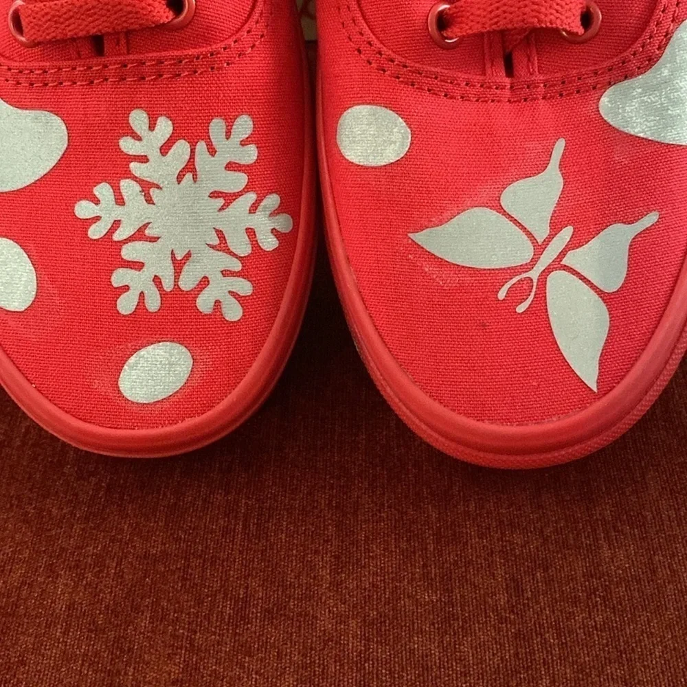 Vans Off The Wall Sneakers Womens Sz 8.5 M/10 W 4 Red reflective butterfly’s